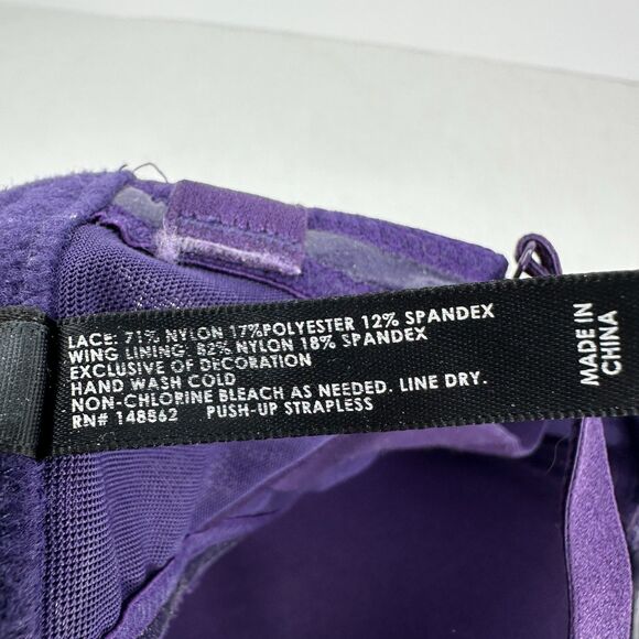 Torrid Curve Womens Push Up Padded Bra Size 42DD Purple Lace Floral Underwire - Picture 5 of 6